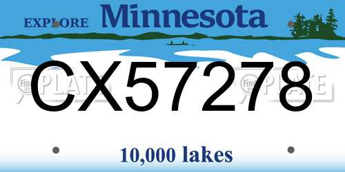 CX57278 Minnesota License Plate