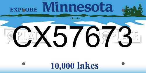 CX57673 Minnesota License Plate