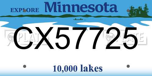 CX57725 Minnesota License Plate