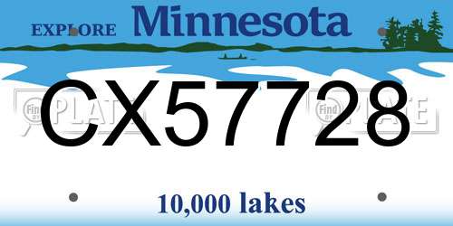 CX57728 Minnesota License Plate