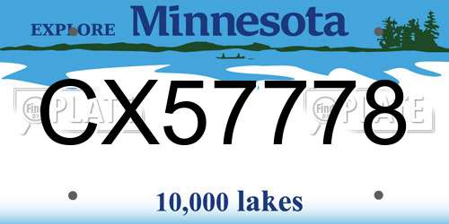 CX57778 Minnesota License Plate