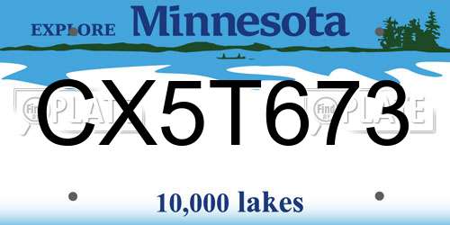 CX5T673 Minnesota License Plate