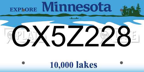 CX5Z228 Minnesota License Plate