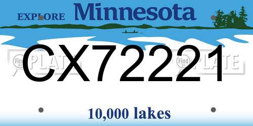 CX72221 Minnesota License Plate