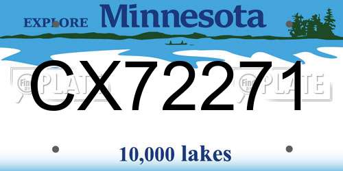 CX72271 Minnesota License Plate
