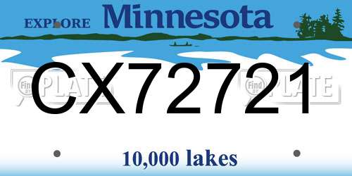 CX72721 Minnesota License Plate