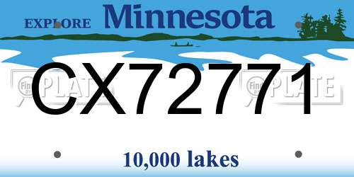 CX72771 Minnesota License Plate