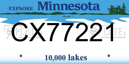 CX77221 Minnesota License Plate