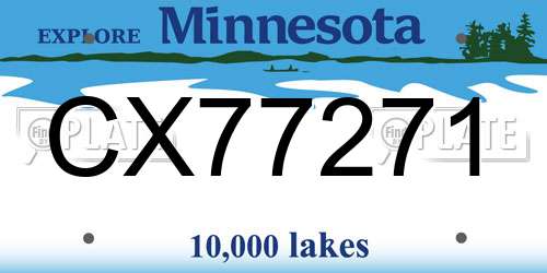 CX77271 Minnesota License Plate