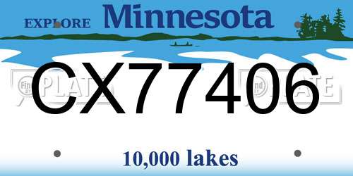 CX77406 Minnesota License Plate
