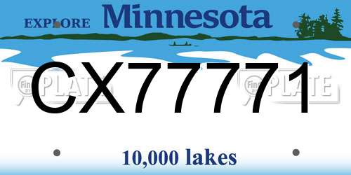 CX77771 Minnesota License Plate