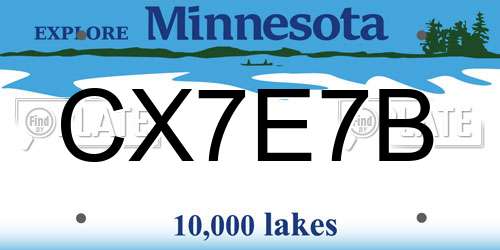 CX7E7B Minnesota License Plate