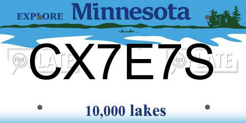 CX7E7S Minnesota License Plate