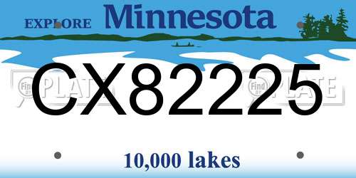 CX82225 Minnesota License Plate