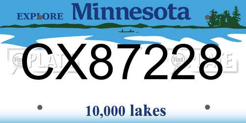 CX87228 Minnesota License Plate
