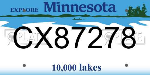 CX87278 Minnesota License Plate