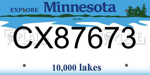 CX87673 Minnesota License Plate