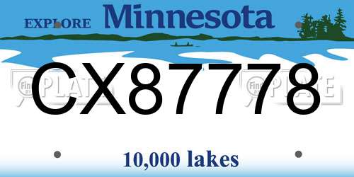 CX87778 Minnesota License Plate