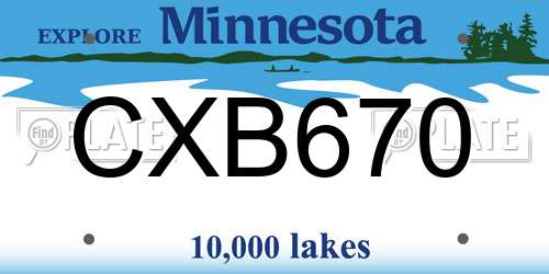 CXB670 Minnesota License Plate