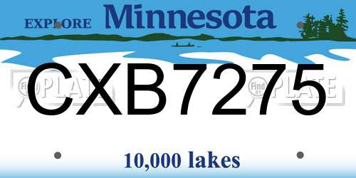 CXB7275 Minnesota License Plate