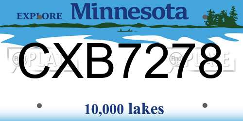 CXB7278 Minnesota License Plate