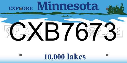 CXB7673 Minnesota License Plate
