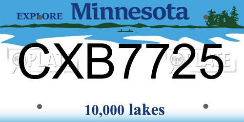 CXB7725 Minnesota License Plate