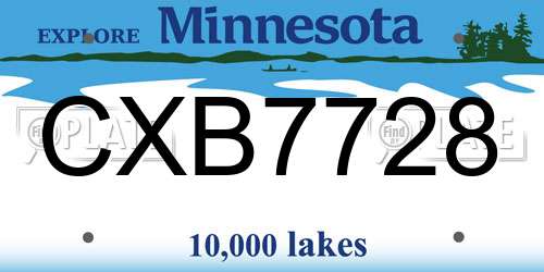 CXB7728 Minnesota License Plate