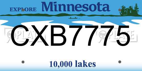 CXB7775 Minnesota License Plate