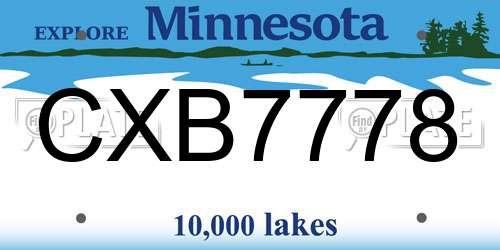 CXB7778 Minnesota License Plate