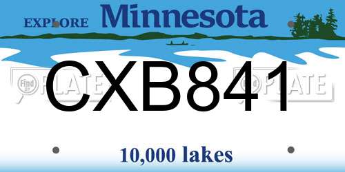 CXB841 Minnesota License Plate