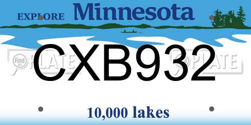 CXB932 Minnesota License Plate