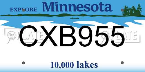 CXB955 Minnesota License Plate