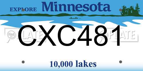 CXC481 Minnesota License Plate