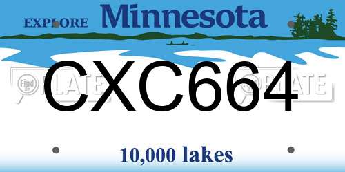 CXC664 Minnesota License Plate