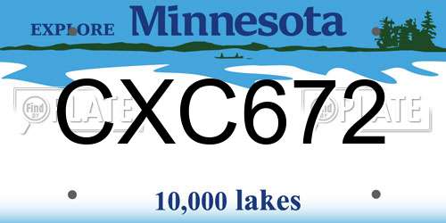 CXC672 Minnesota License Plate