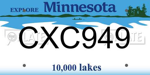 CXC949 Minnesota License Plate