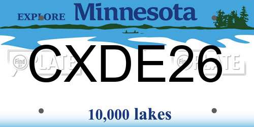 CXDE26 Minnesota License Plate