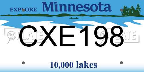 CXE198 Minnesota License Plate