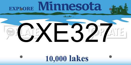 CXE327 Minnesota License Plate