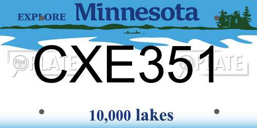 CXE351 Minnesota License Plate
