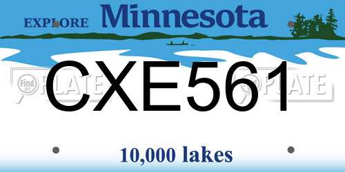 CXE561 Minnesota License Plate