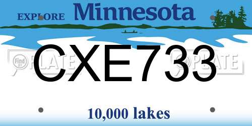 CXE733 Minnesota License Plate