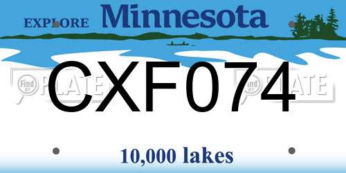 CXF074 Minnesota License Plate