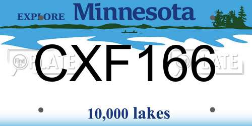 CXF166 Minnesota License Plate