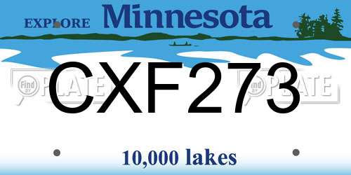 CXF273 Minnesota License Plate