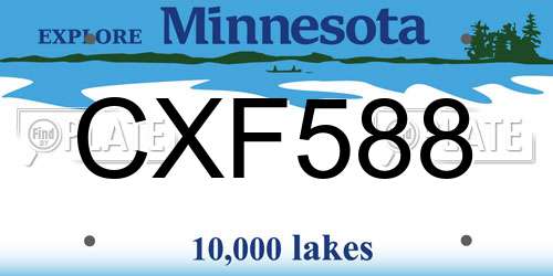 CXF588 Minnesota License Plate