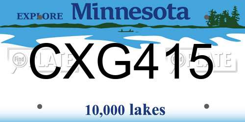 CXG415 Minnesota License Plate