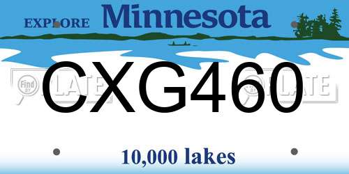 CXG460 Minnesota License Plate