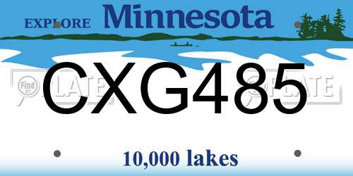 CXG485 Minnesota License Plate
